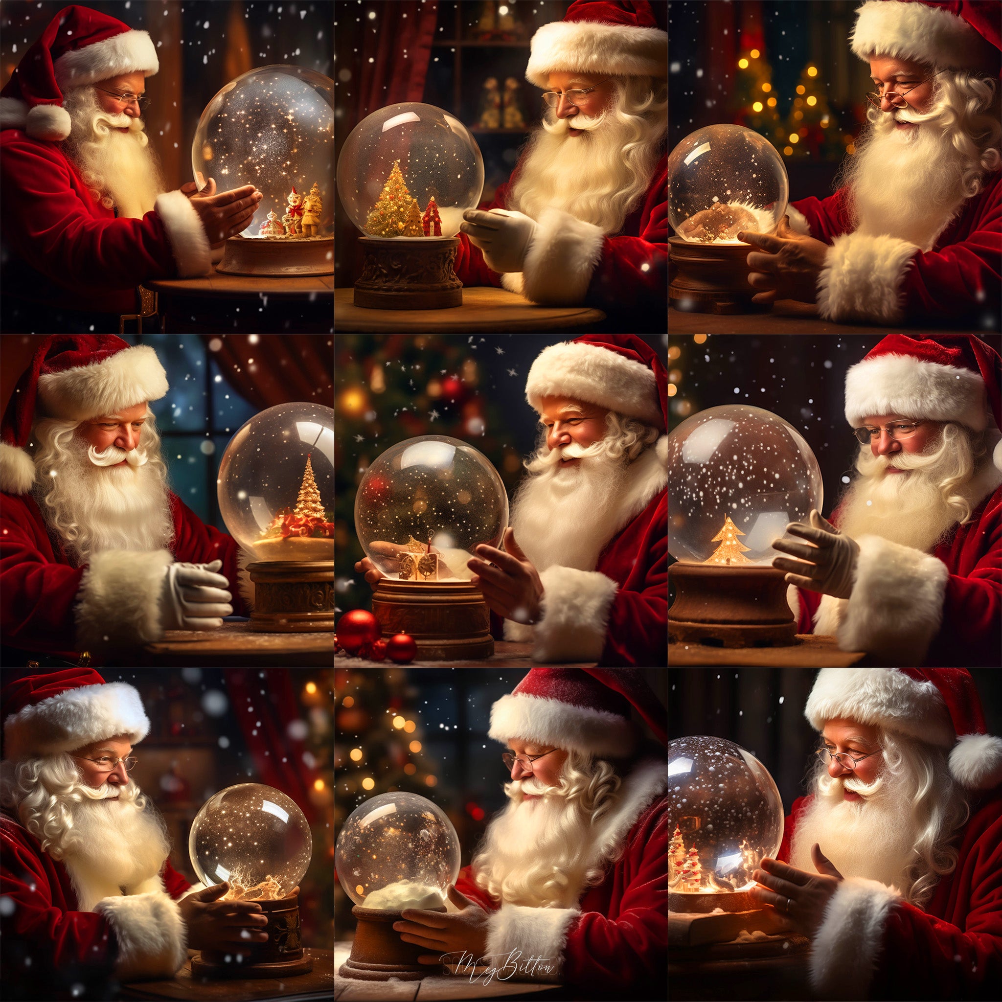 Santa Snow Globe Background Bundle