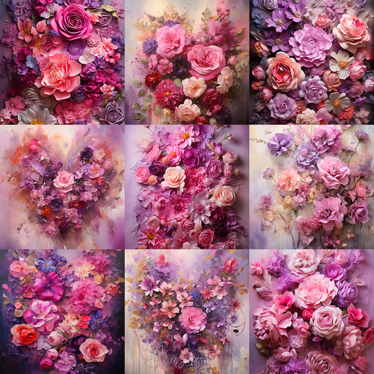 Ultimate Valentine's Floral Portrait Background Bundle - Meg Bitton Productions