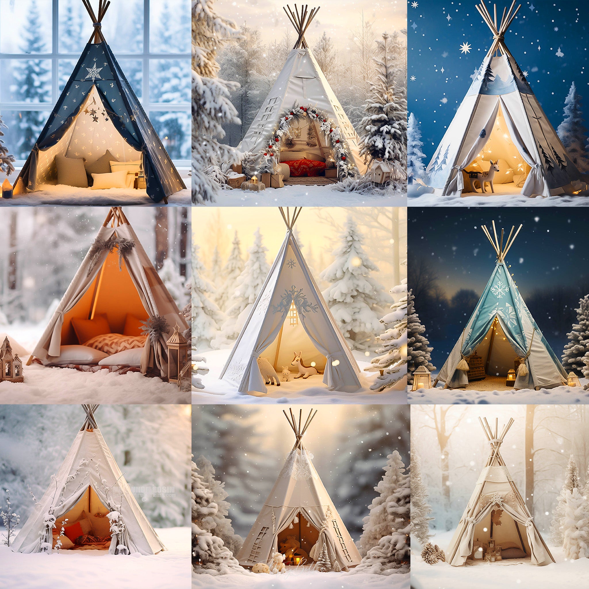 Christmas Teepees Background Bundle