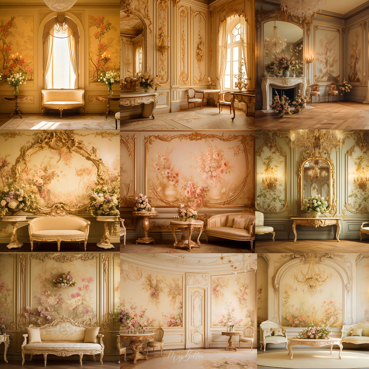 Creamy Baroque Room Background Bundle - Meg Bitton Productions