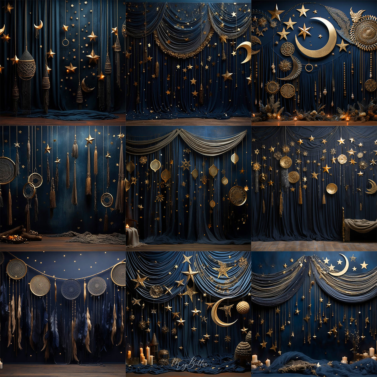 Boho Starry Studio Background Bundle