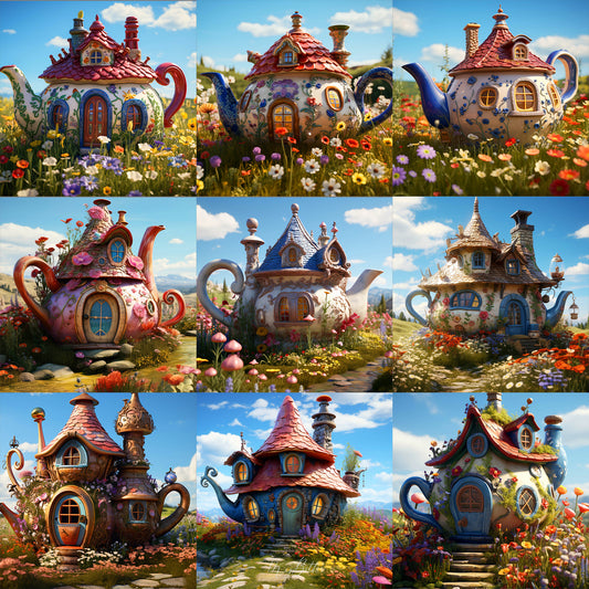 Teapot Fairy House Background Bundle