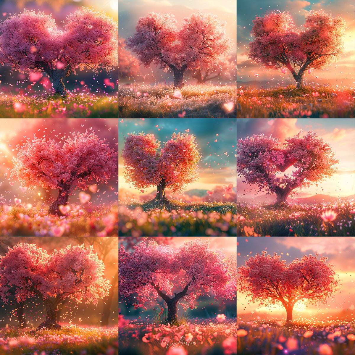 Valentine Tree Background Bundle