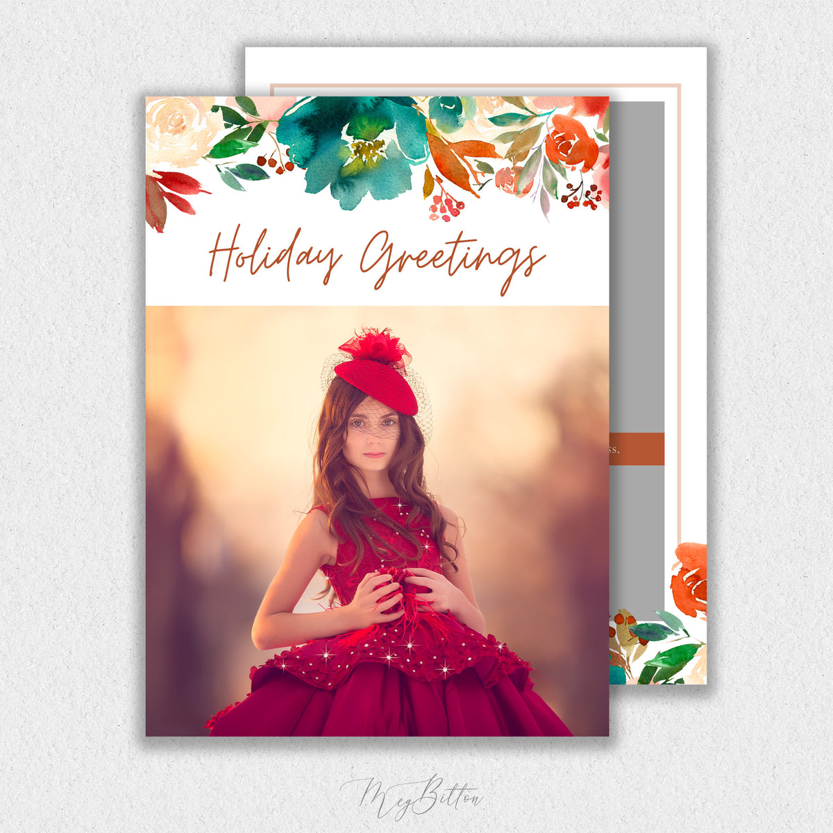 Bold Floral Holiday Card Template