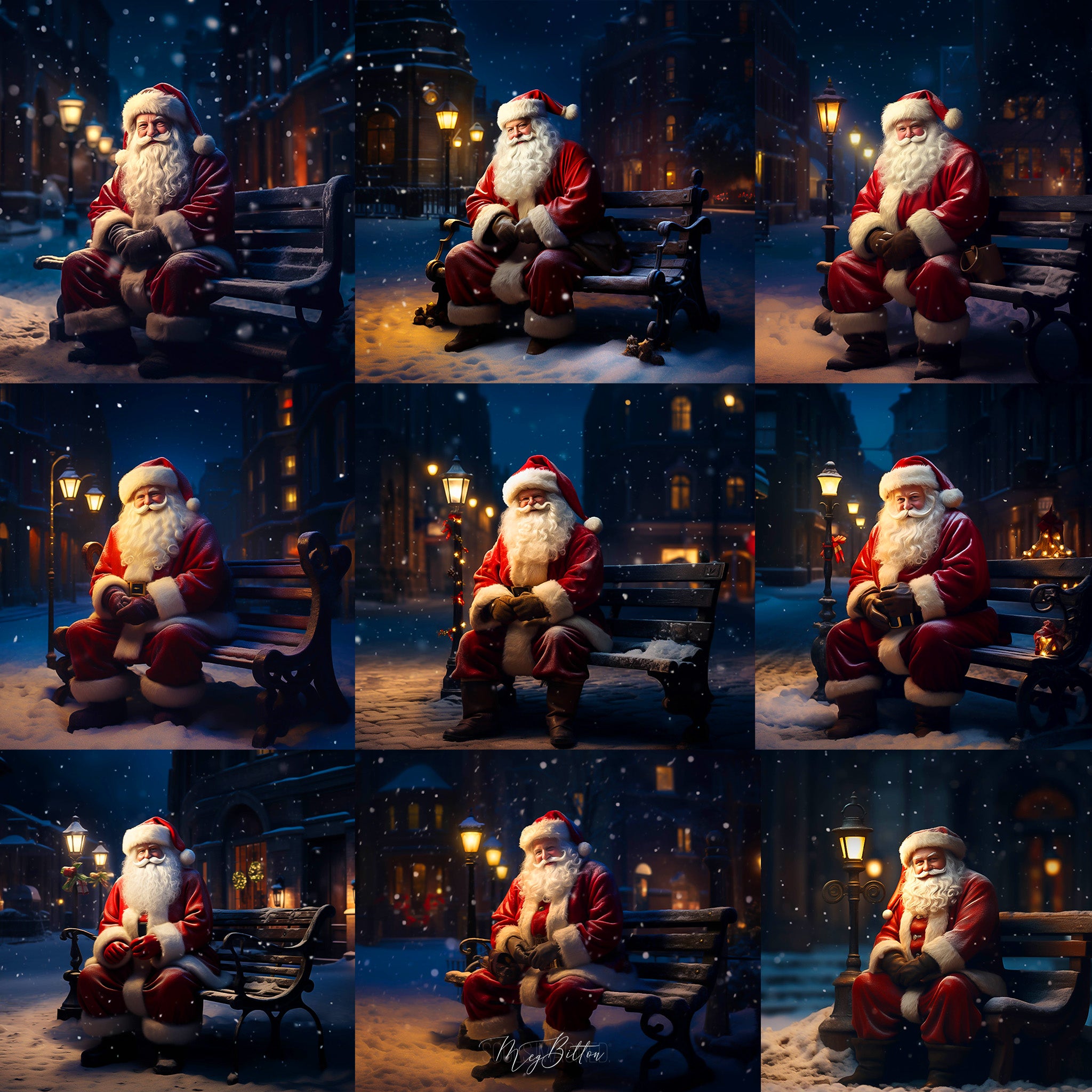 Park Bench Santa Background Bundle