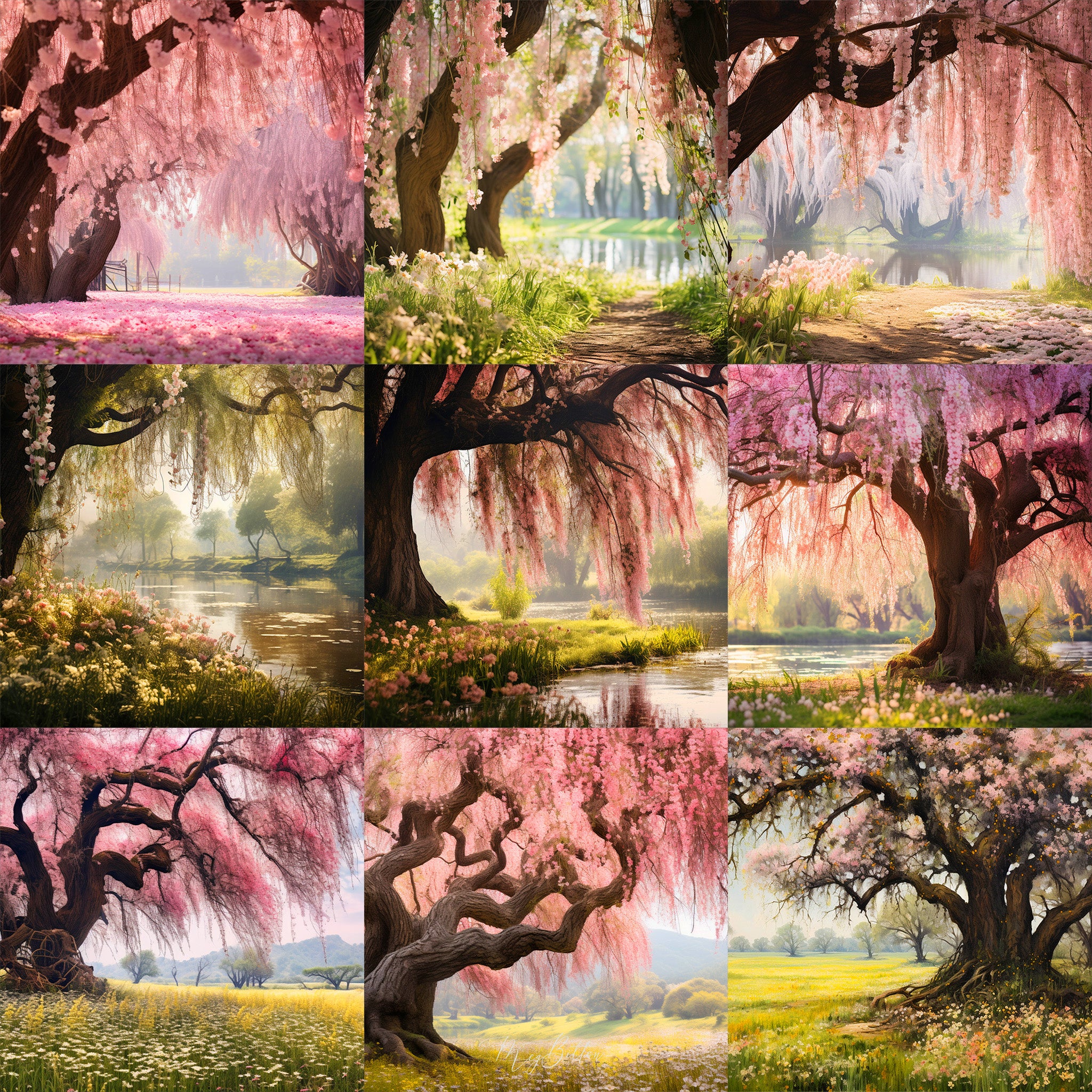 Ultimate Spring Willows Background Bundle