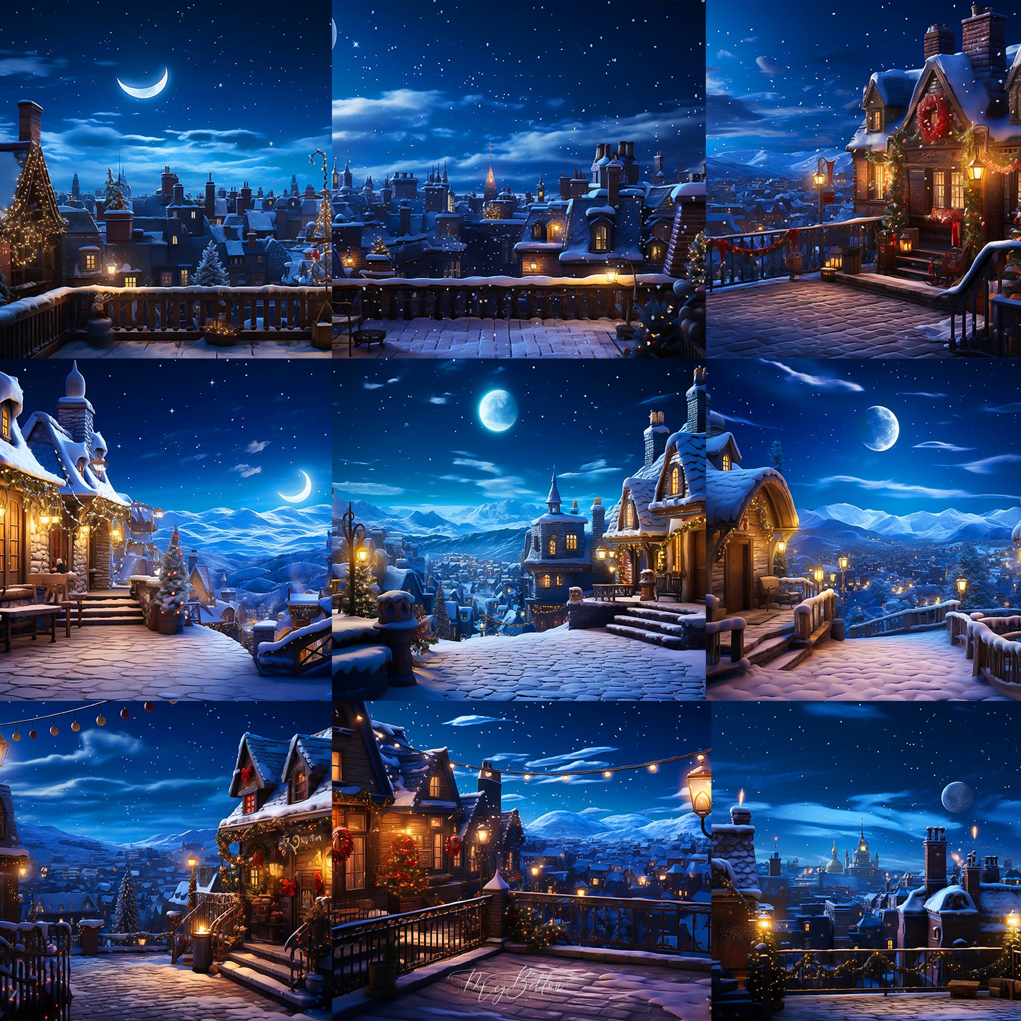 Holiday Rooftop Background Bundle