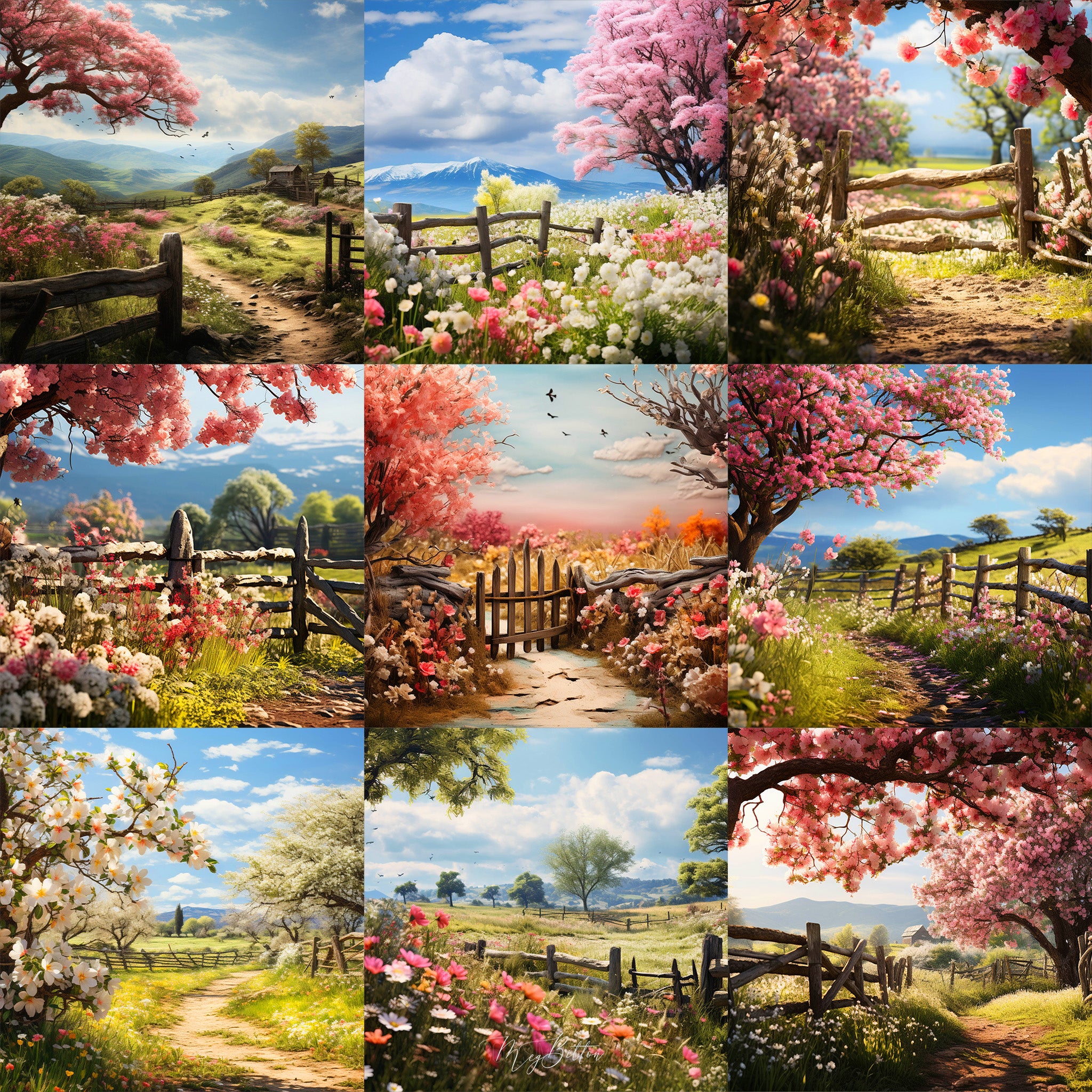 Rustic Spring Background Bundle