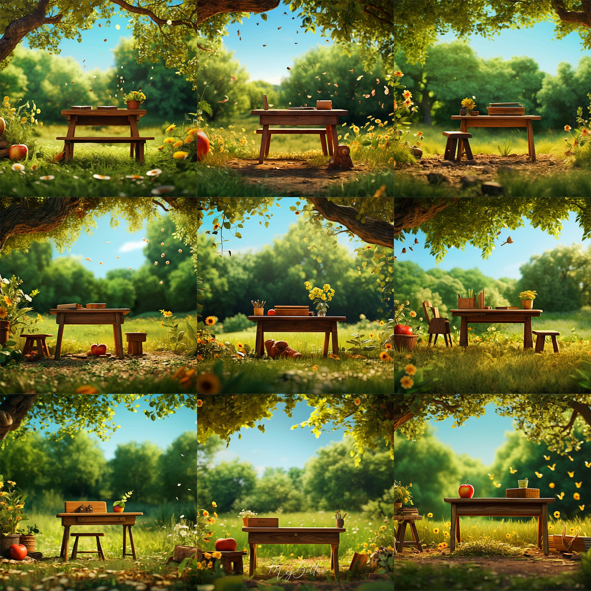 School Orchard Background Bundle