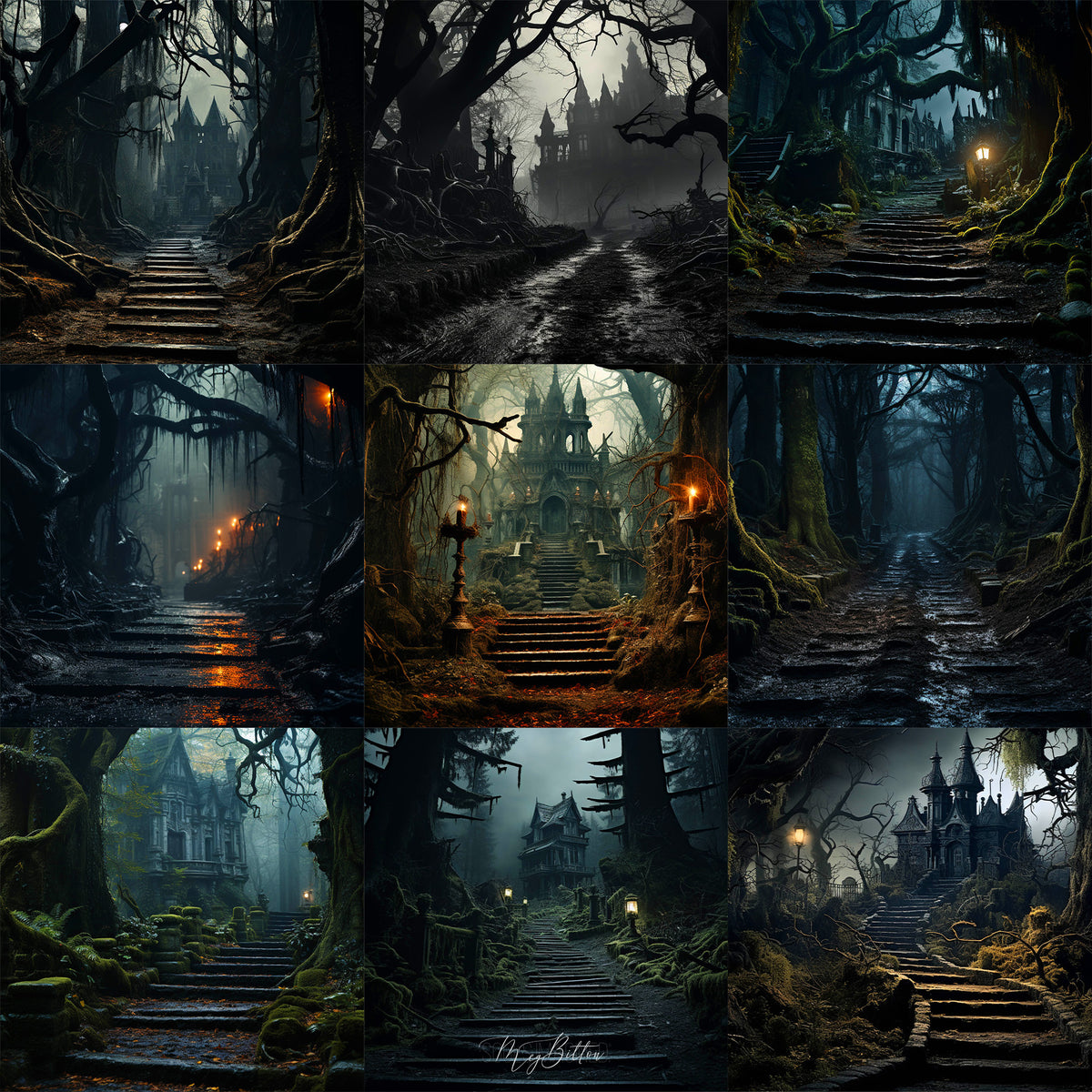 Ultimate Haunted Path Background Bundle