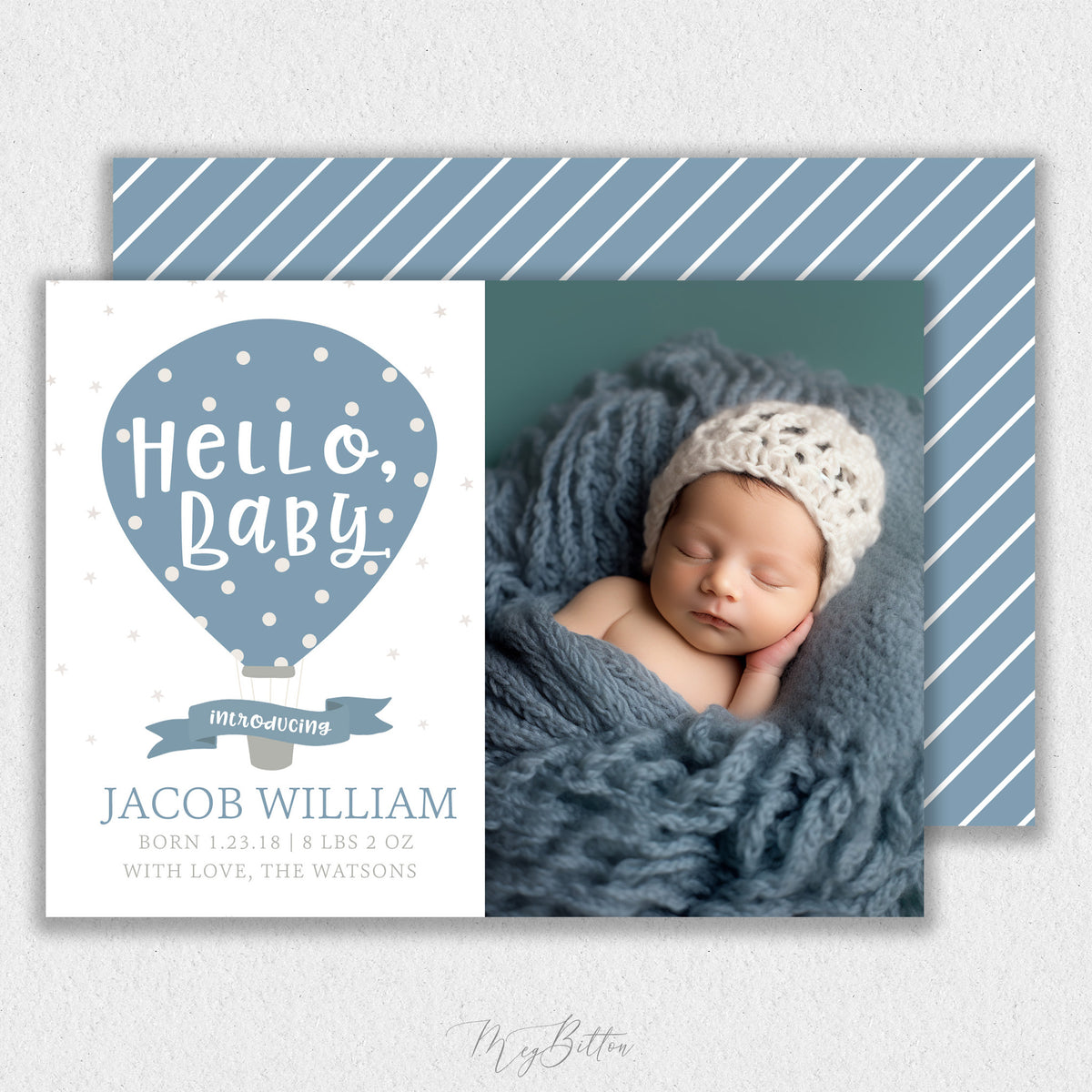 Baby Boy Balloon Announcement Template