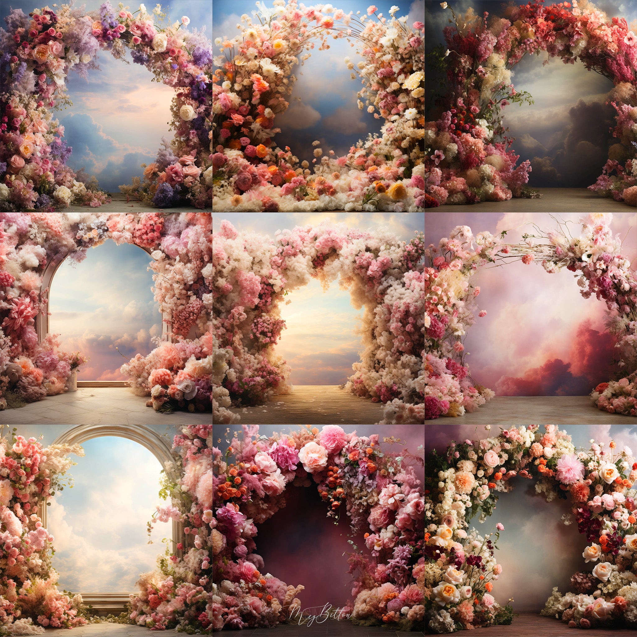 Ultimate Studio Floral Arch Background Bundle