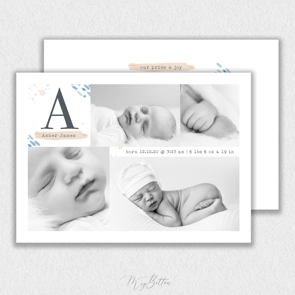 Watercolor Baby Announcement Template