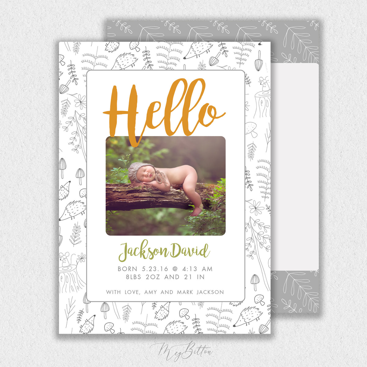 Woodland Baby Announcement Template