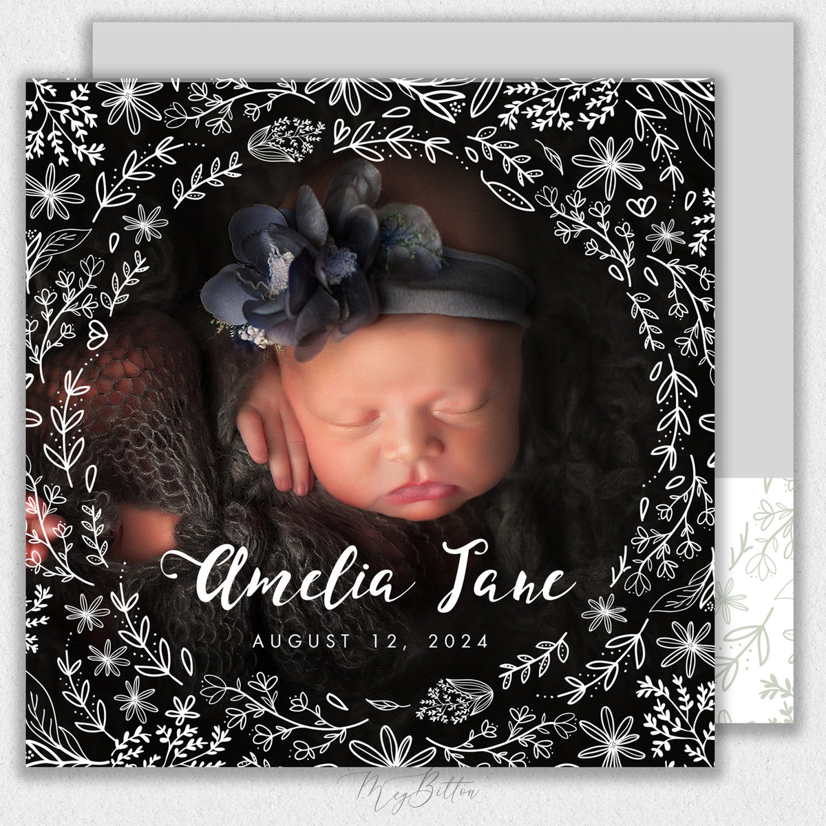 Girl Floral Border Announcement Template