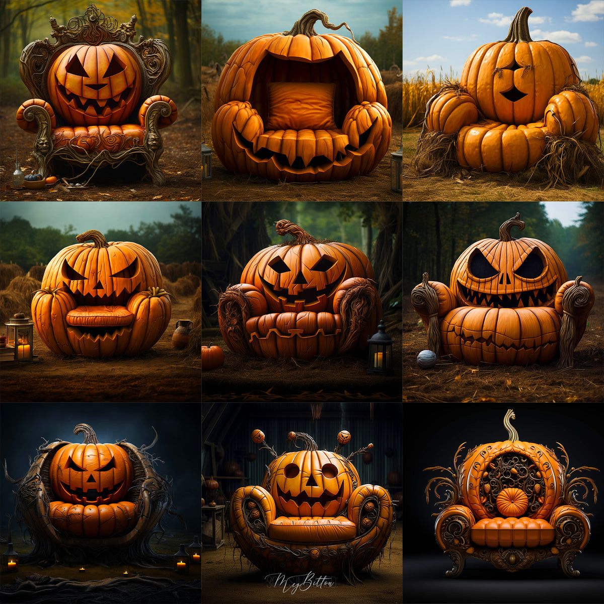 Pumpkin Chair Background Bundle