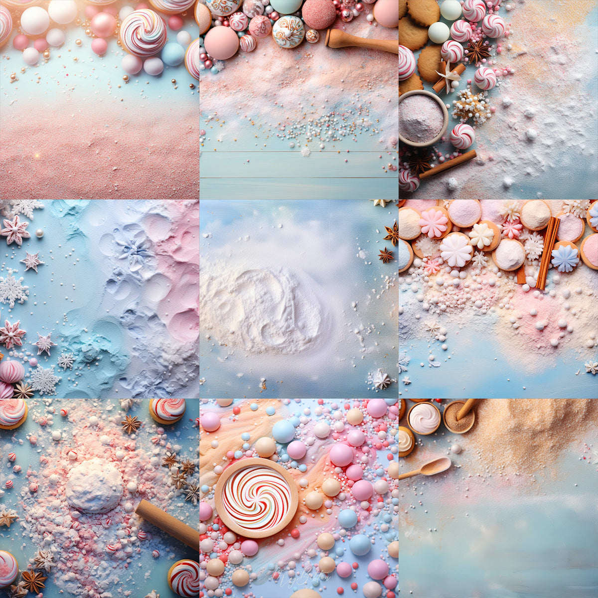 Pastel Holiday Baking Background Bundle