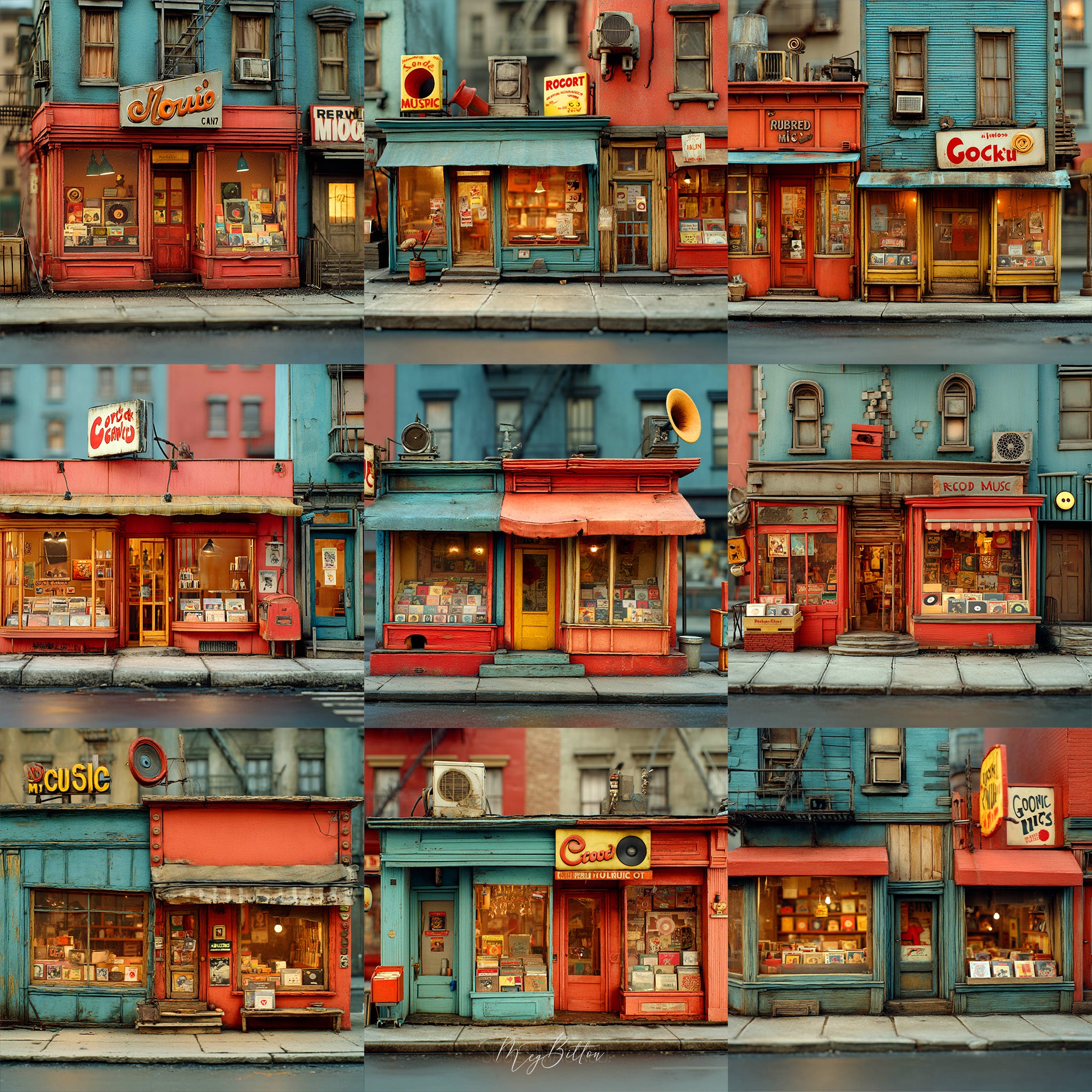 Claymation Retro Record Store Background Bundle