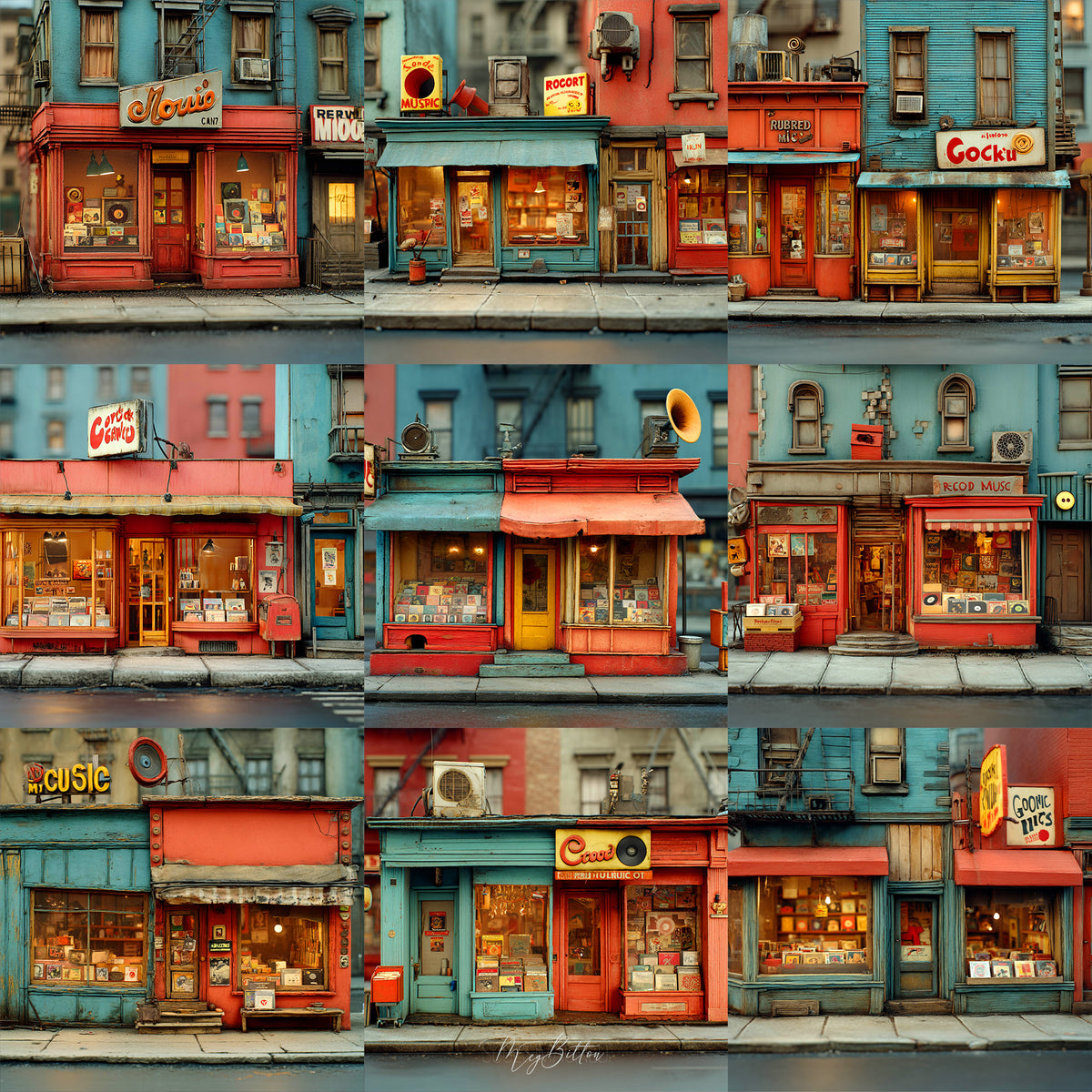 Claymation Retro Record Store Background Bundle