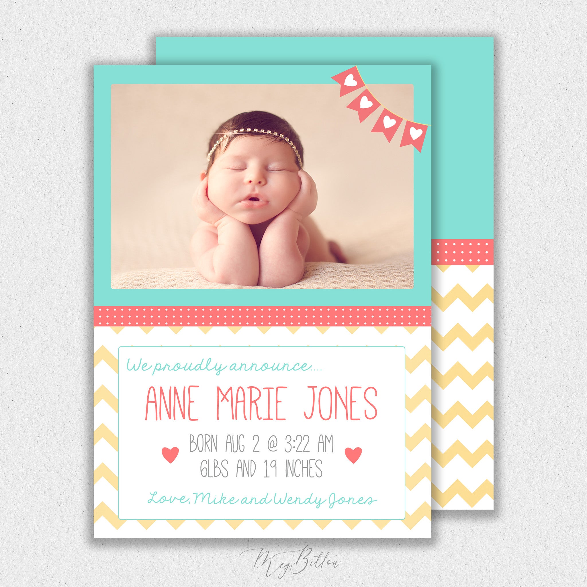 Girl Chevron Announcement Template