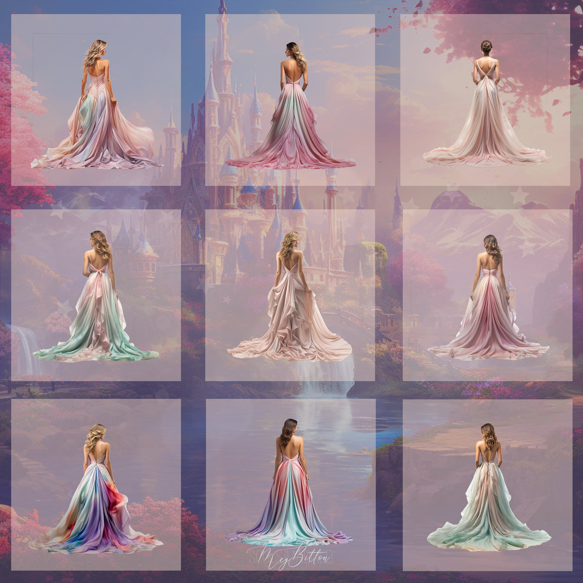 Magical Pastel Gown Model Overlays