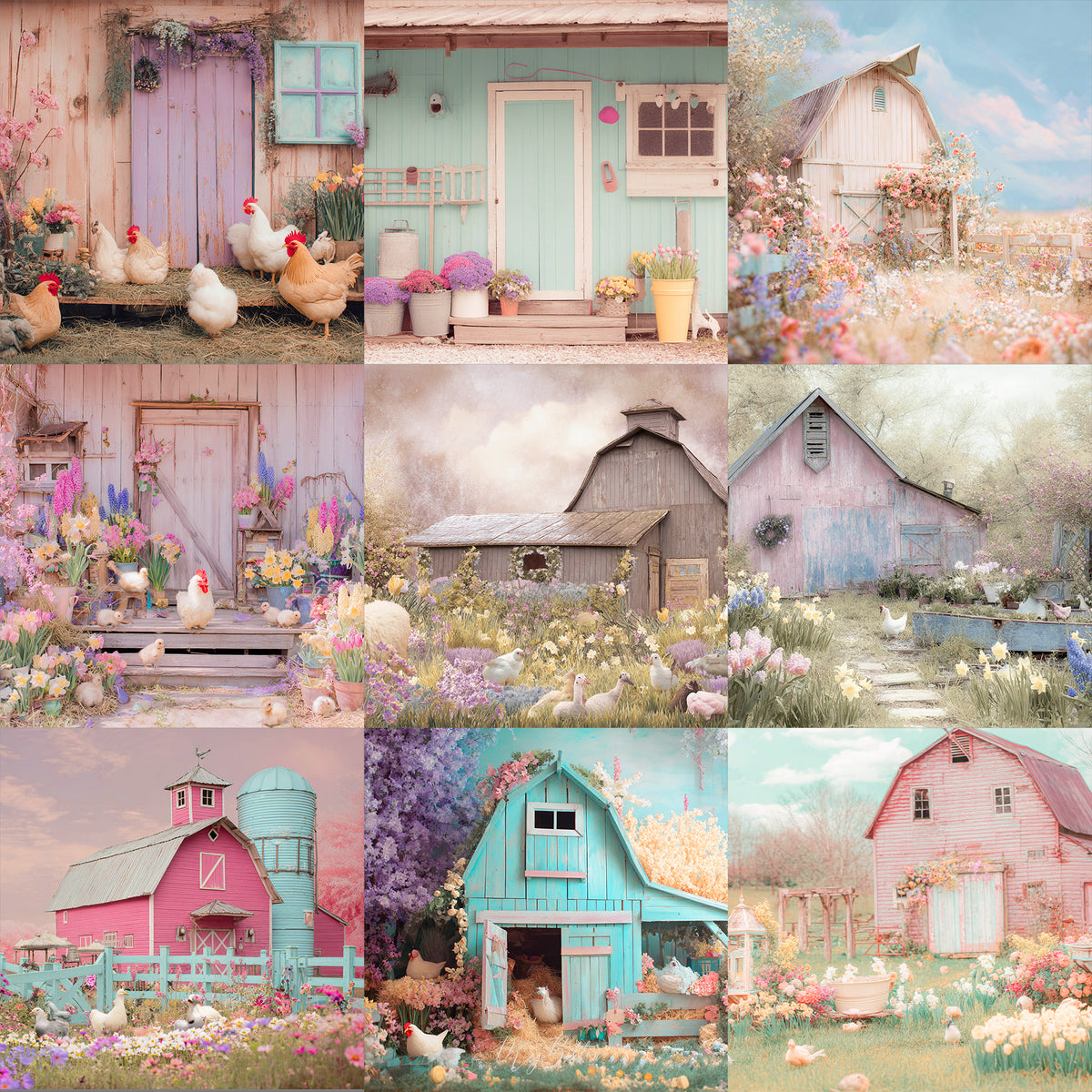 Pastel Barnyard Background Bundle