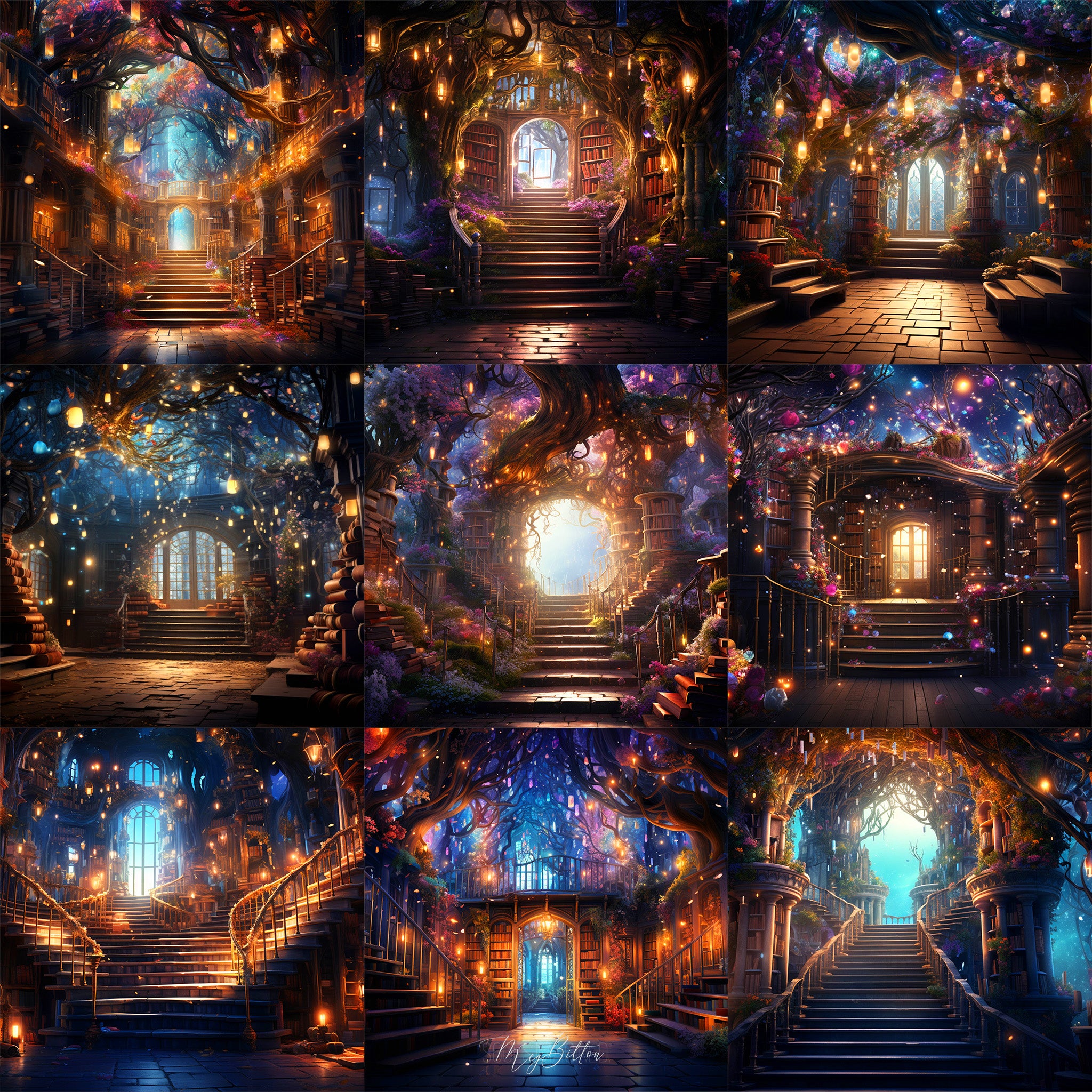 Library of Wonders Background Bundle