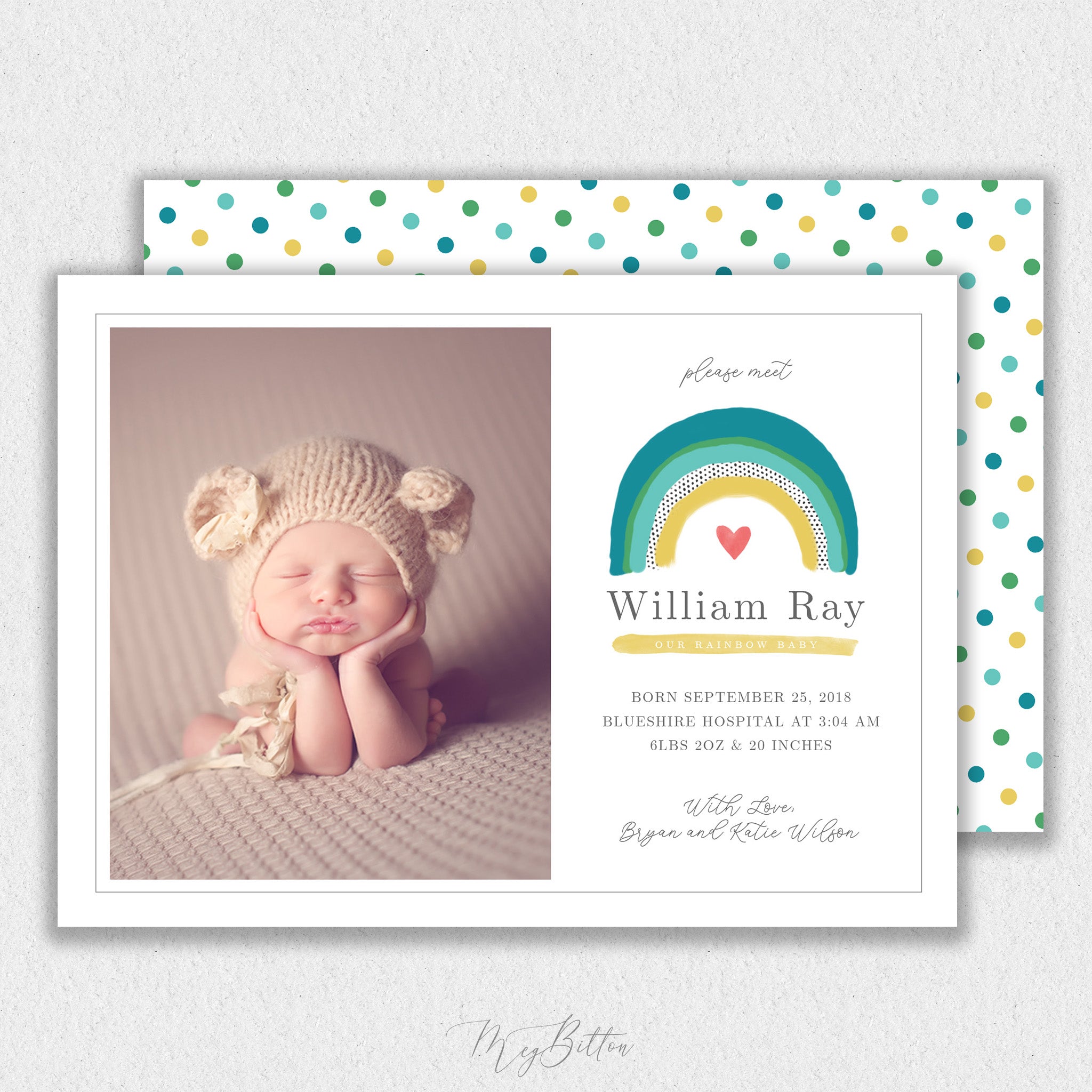 Boy Rainbow Baby Announcement Template