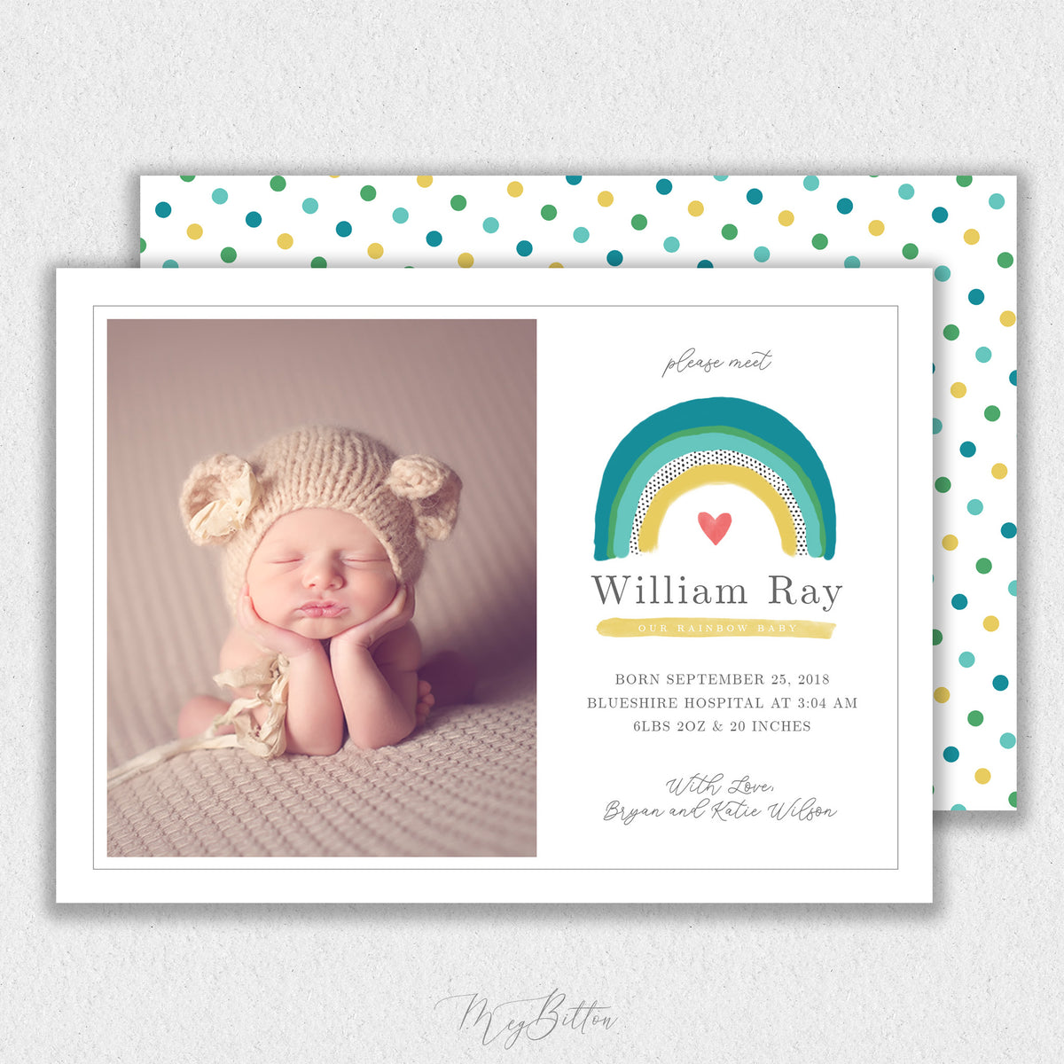 Boy Rainbow Baby Announcement Template