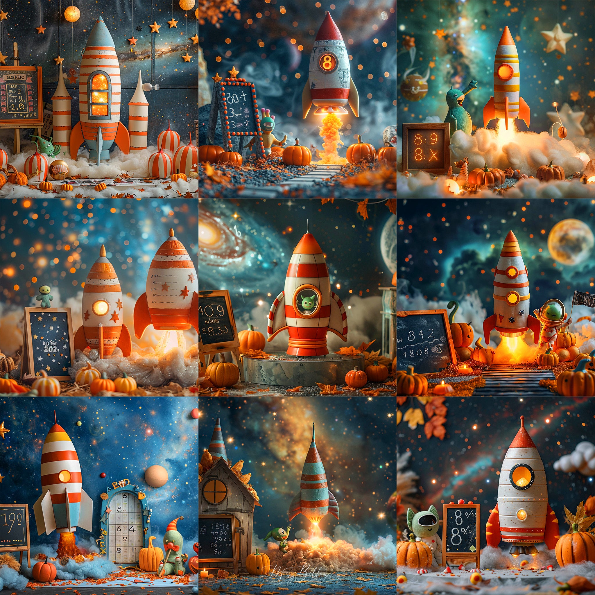 Candy Corn Rocket Background Bundle