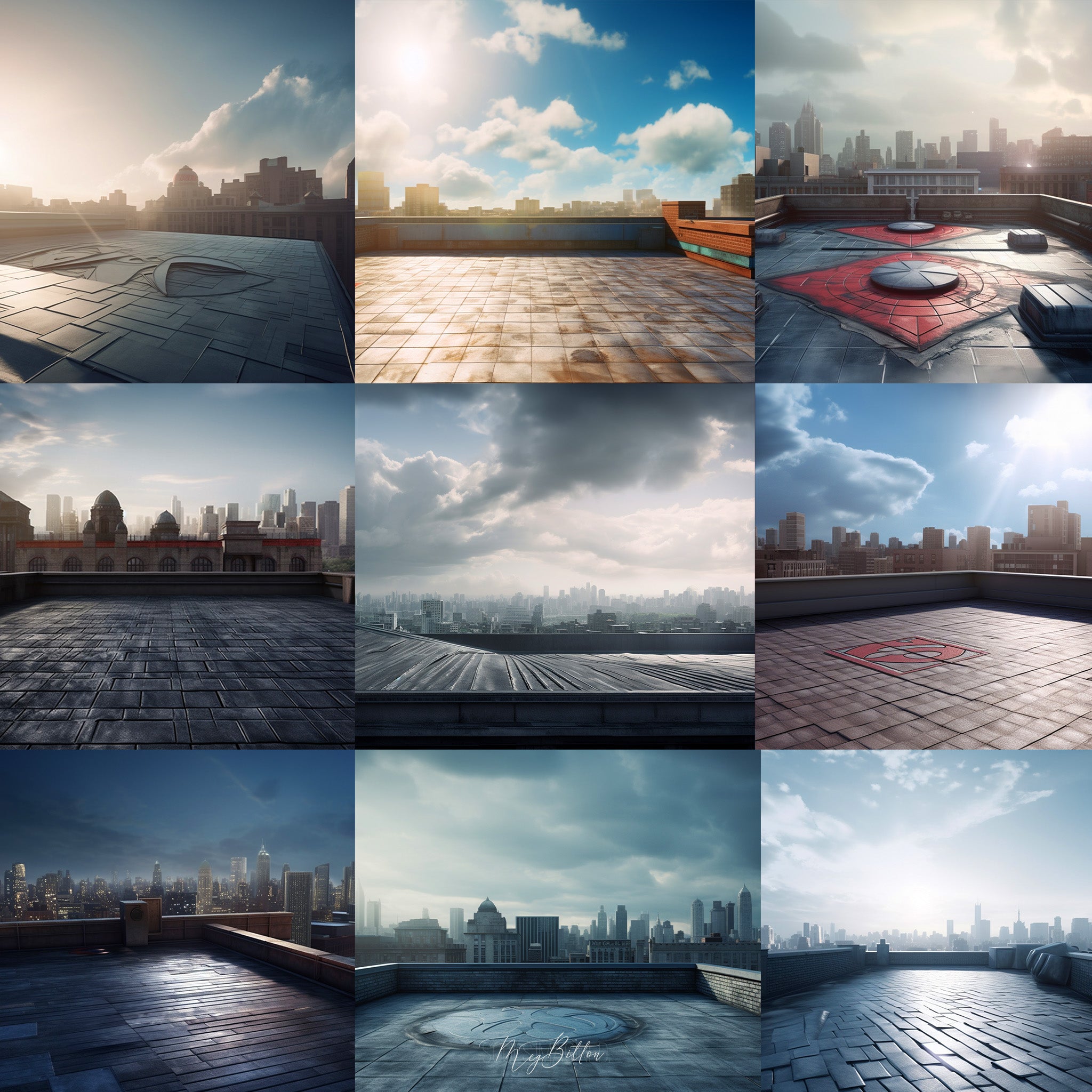 Super Hero Rooftops Background Bundle