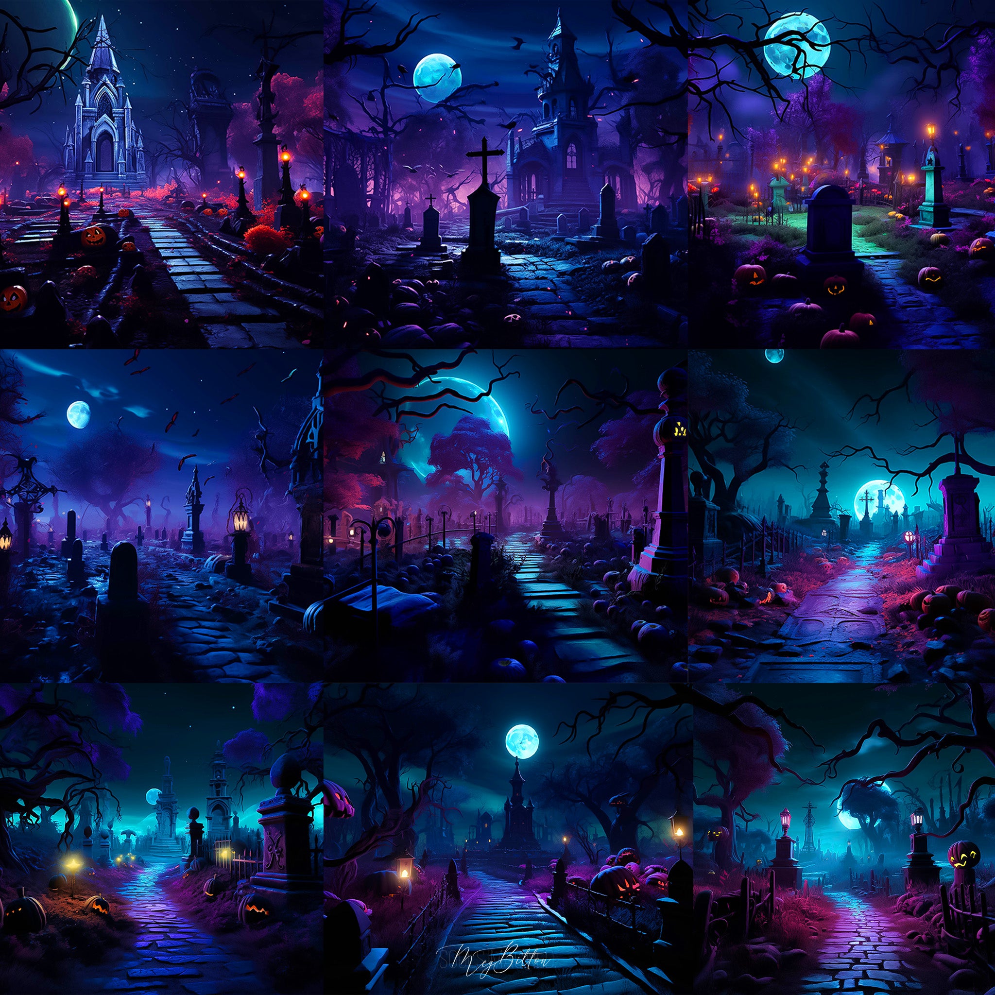 Purple Hallow Cemetery Background Bundle