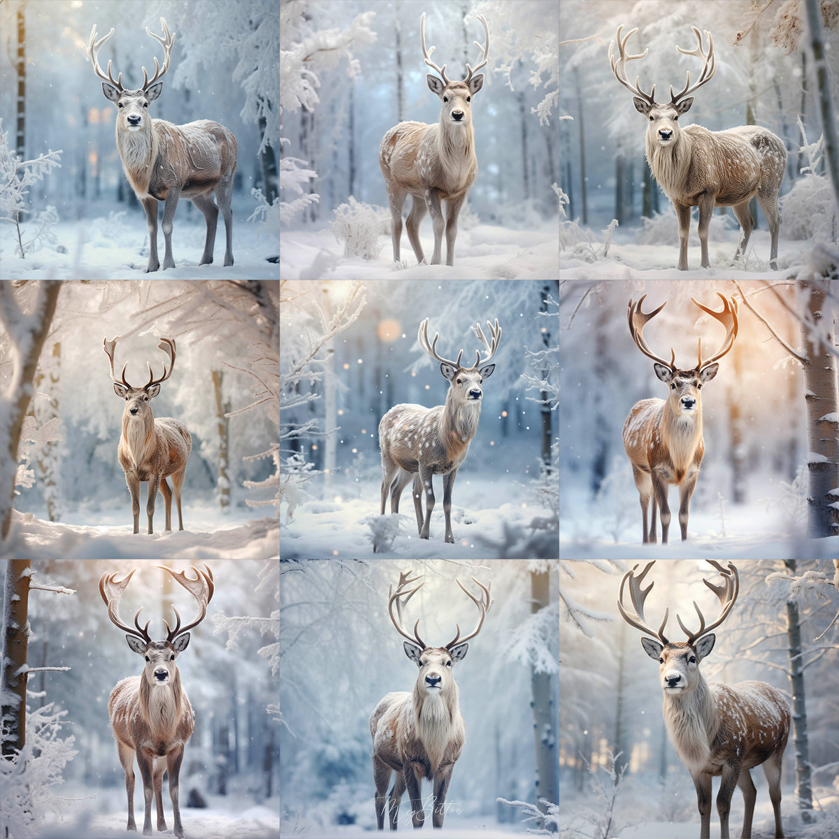 Winter Reindeer Background Bundle