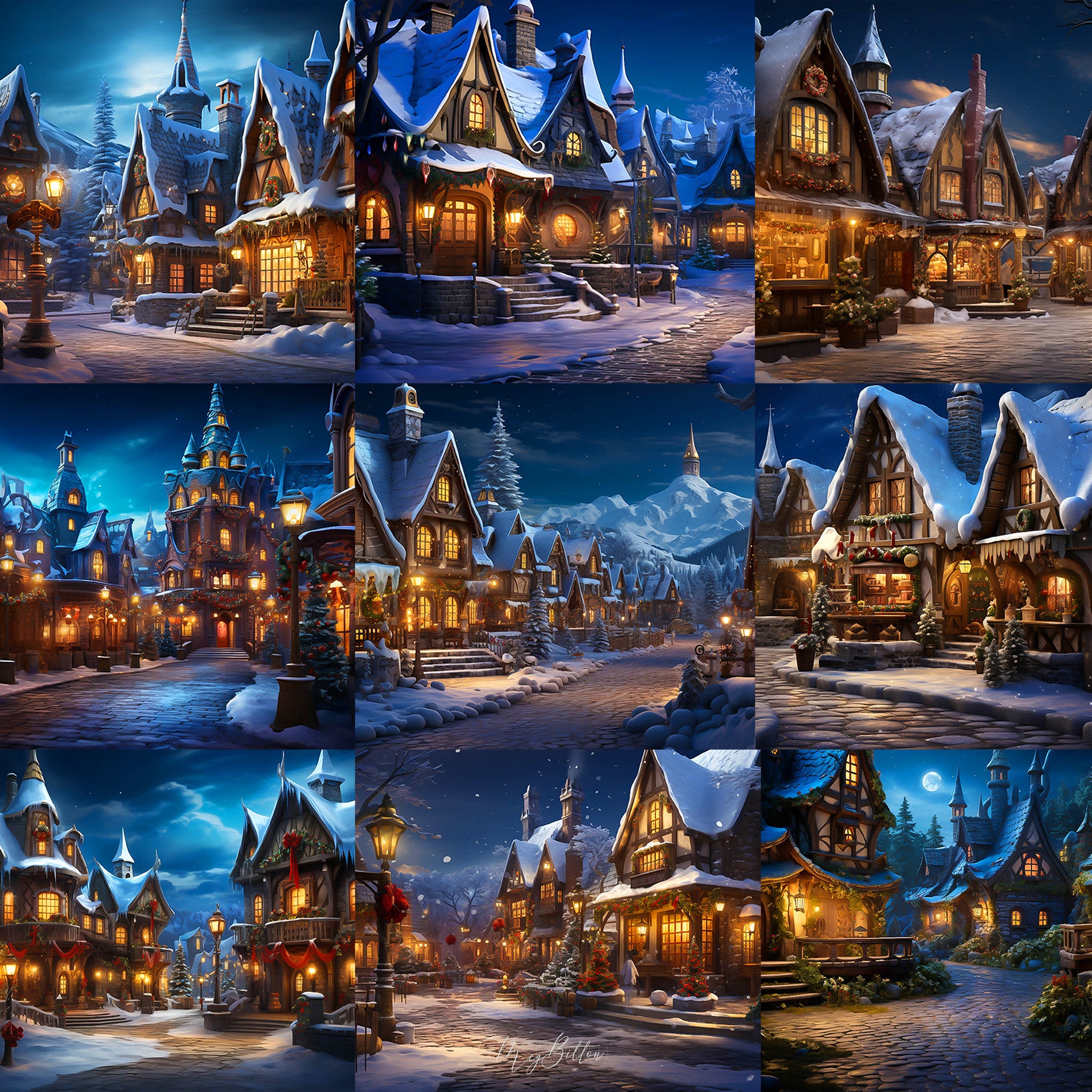 Holiday Village Background Bundle