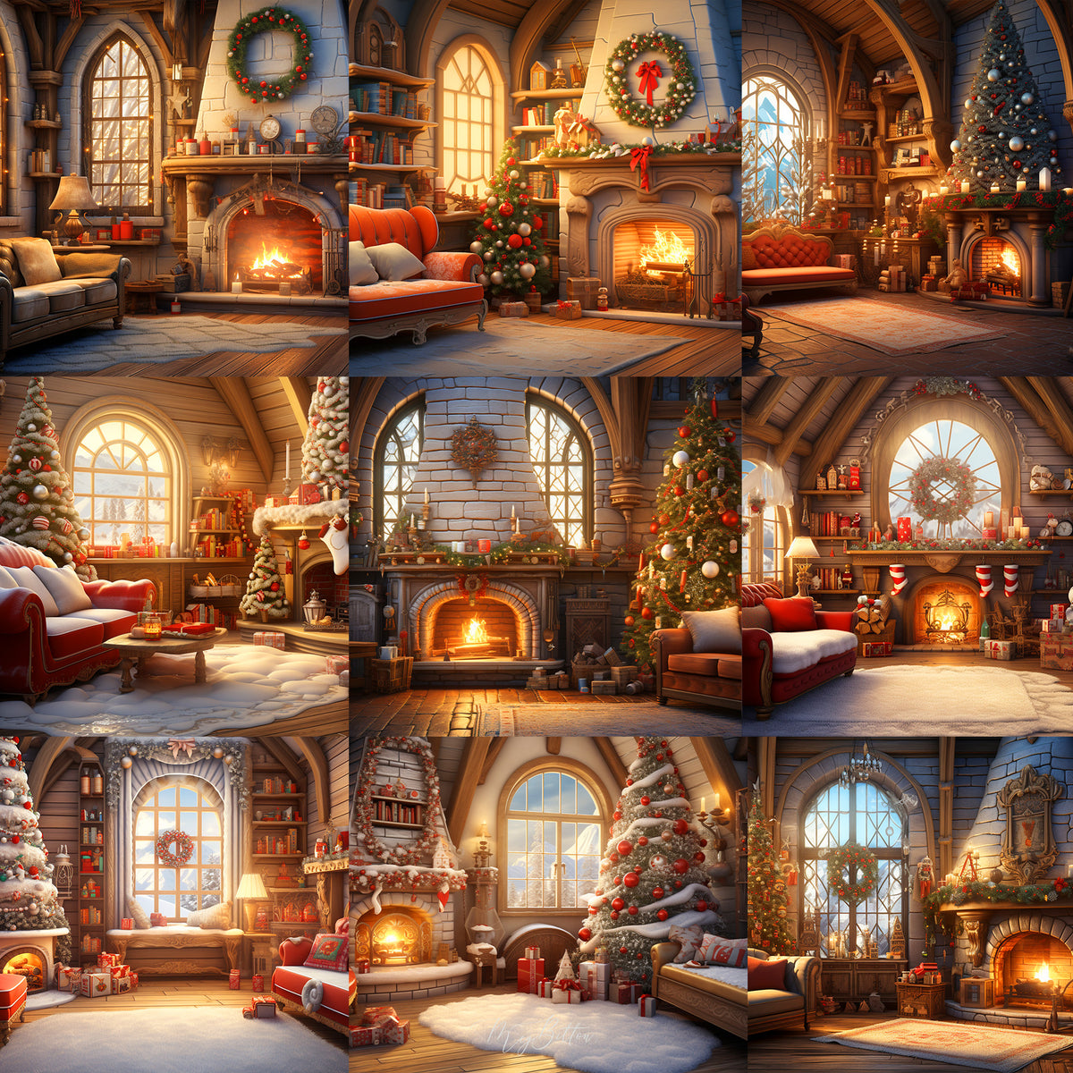 Cozy Christmas Room Background Bundle – Meg Bitton Productions