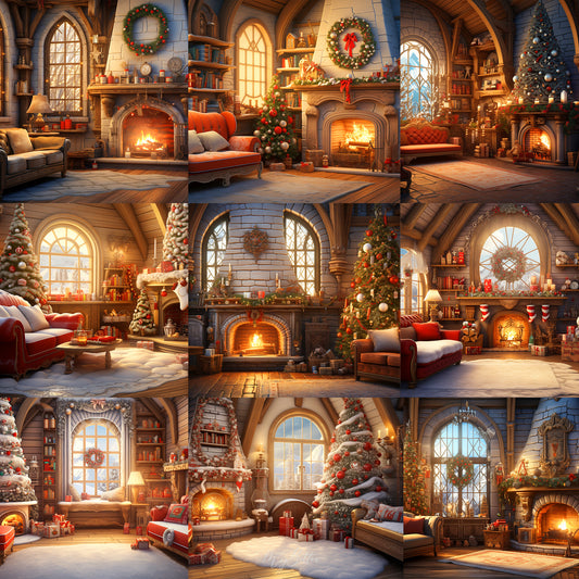 Cozy Christmas Room Background Bundle - Meg Bitton Productions