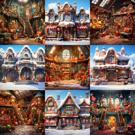 Ultimate Santa's Toy Shop Background Bundle - Meg Bitton Productions
