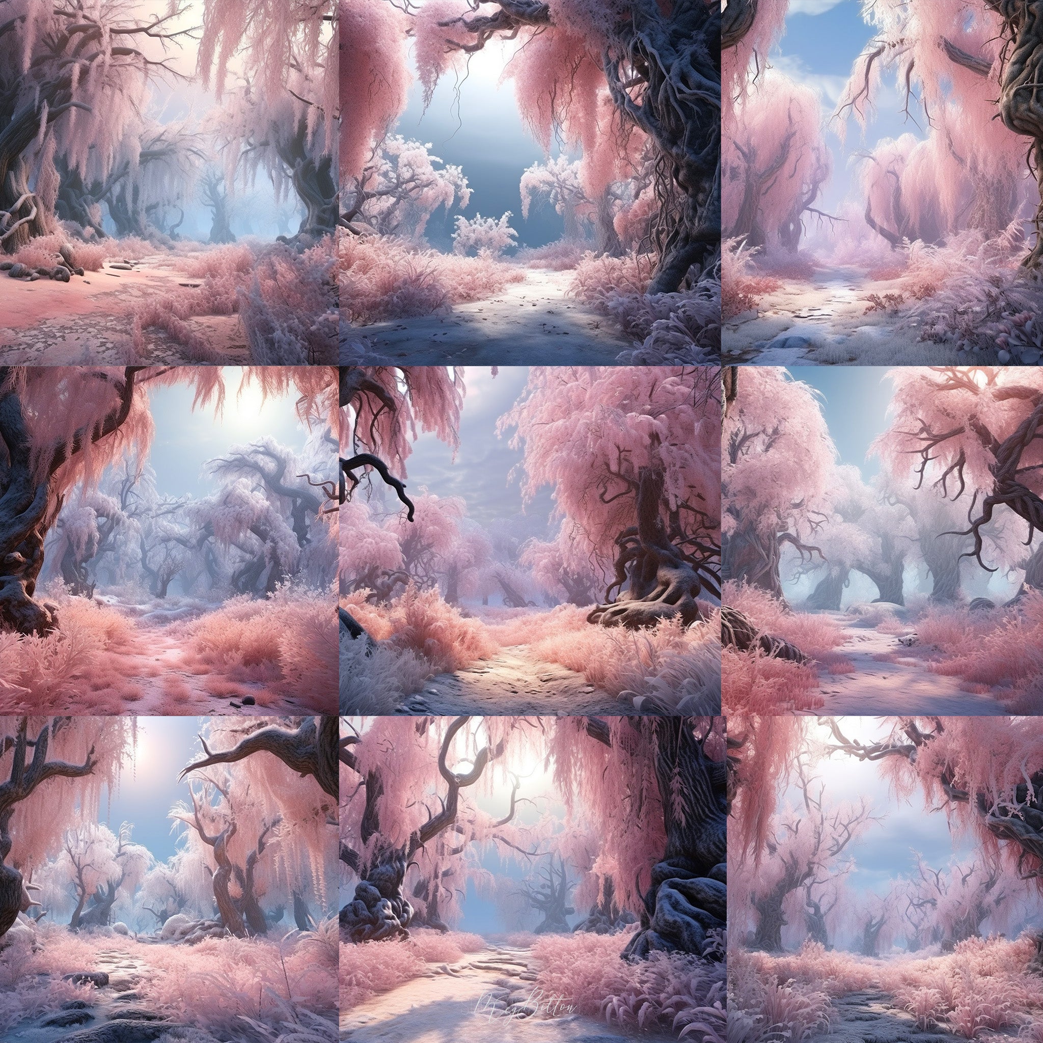 Pink Winter Dreams Background Bundle