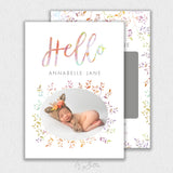 Girl Hello Floral Announcement Template