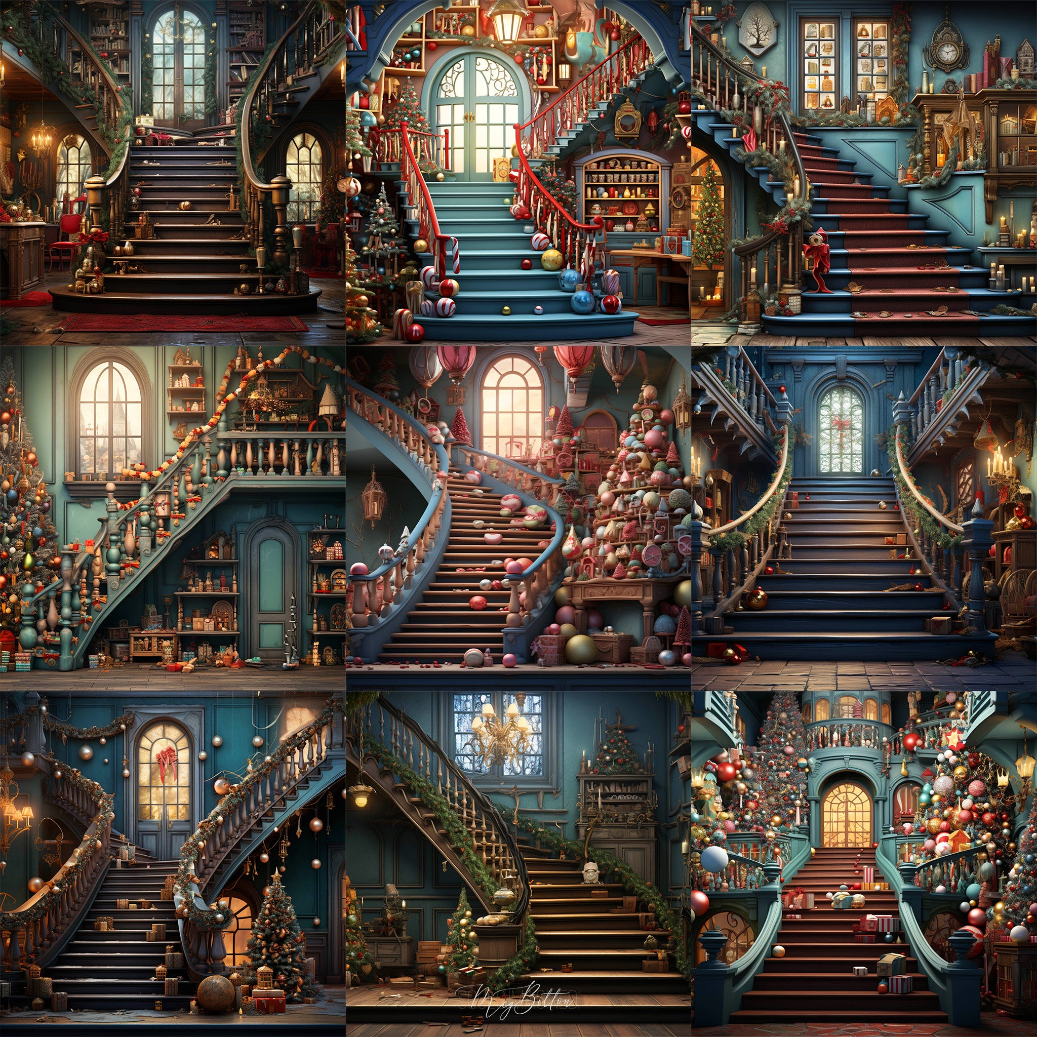 Ultimate Holiday Cluttered Stairs Background Bundle