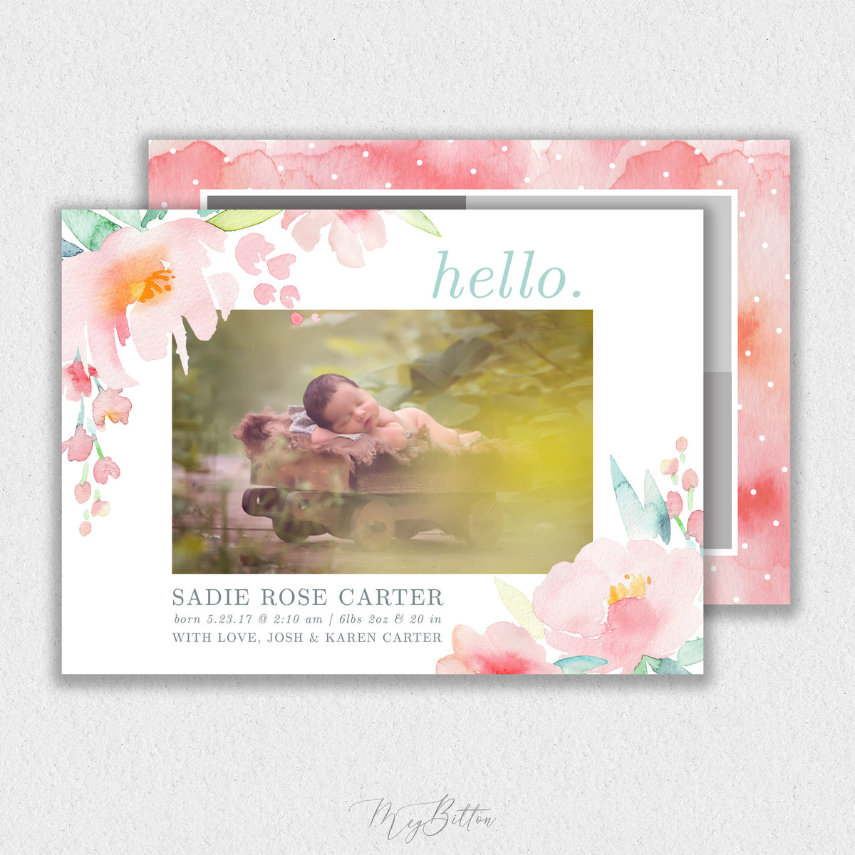 Girl Watercolor Announcement Template