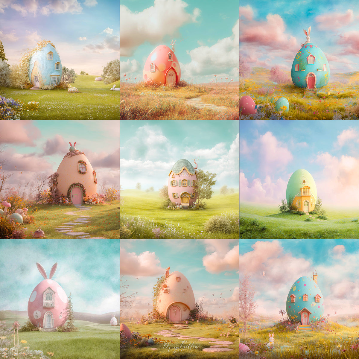 Easter House Background Bundle