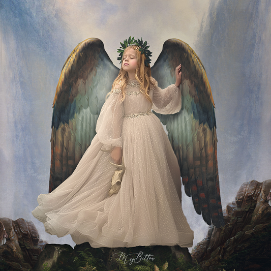 Antique Angel Layered Digital Background - Meg Bitton Productions