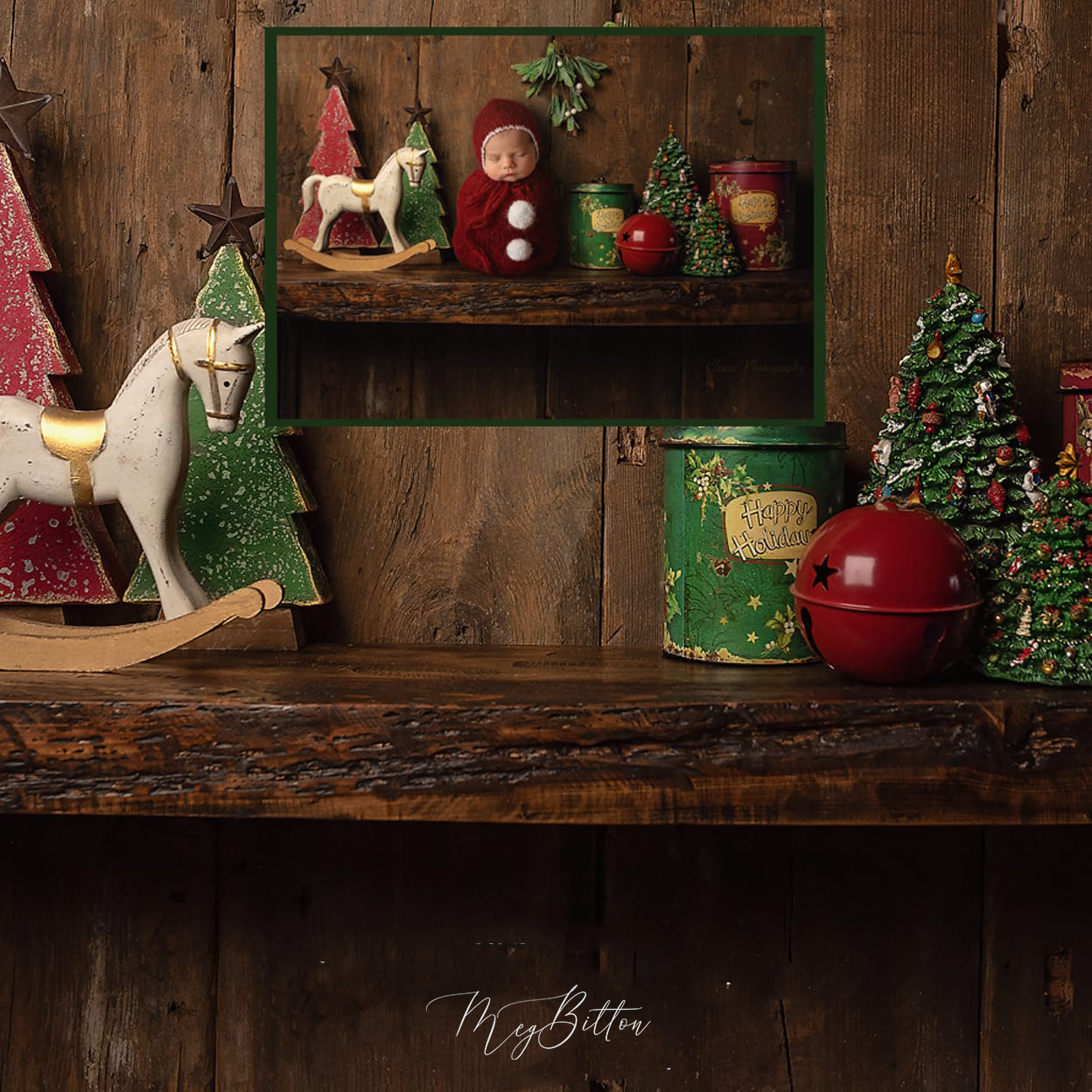 Digital Background: Christmas Shelf - Meg Bitton Productions