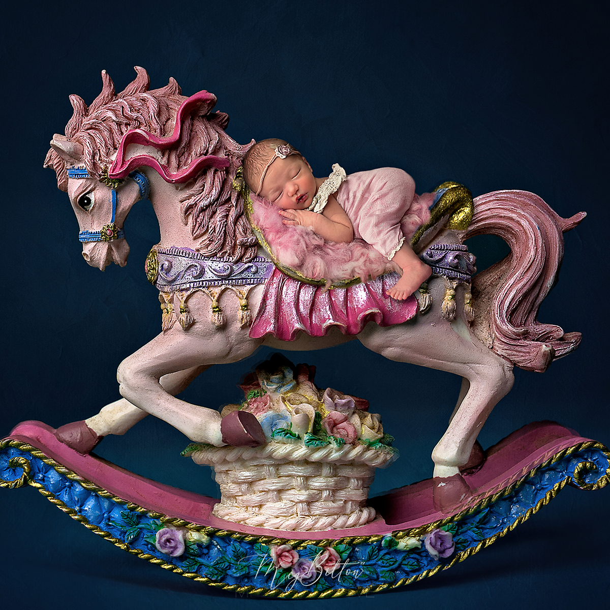 Digital Background: Rocking Horse - Pink - Meg Bitton Productions