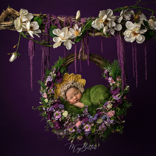 Digital Background: Floral Wreath - Purple - Meg Bitton Productions
