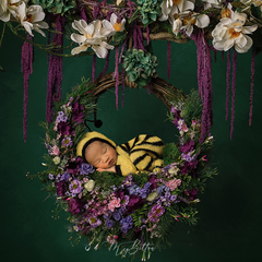Digital Background: Floral Wreath - Green - Meg Bitton Productions