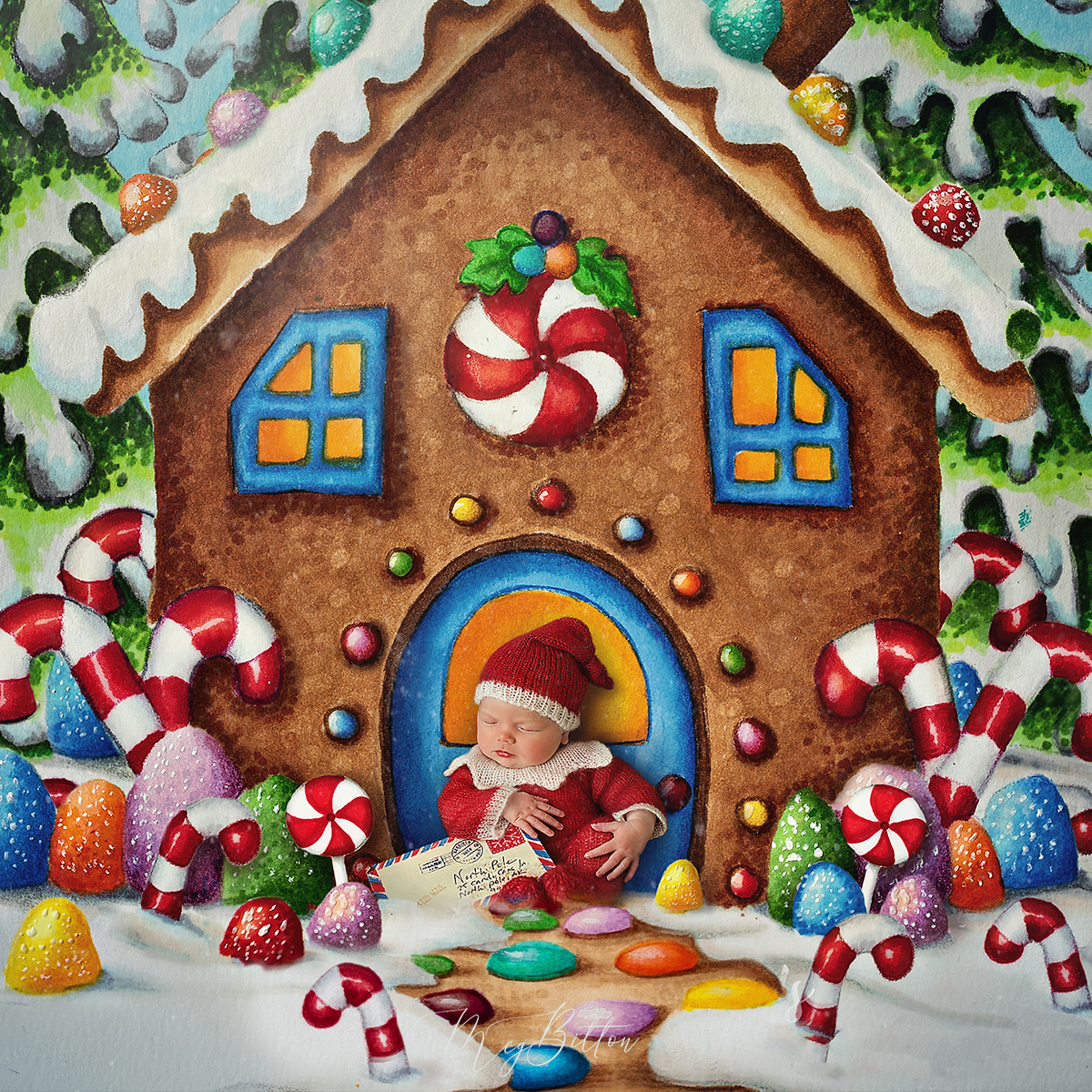 Digital Background: Gingerbread House - Meg Bitton Productions
