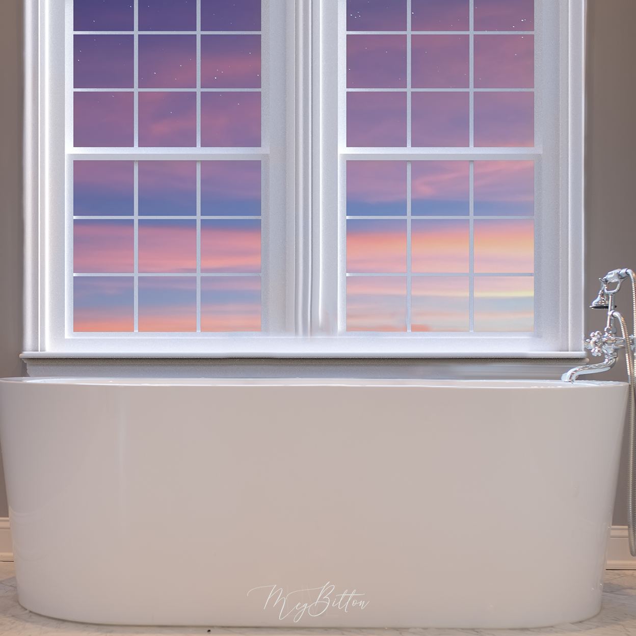 Digital Background: Bathtub at Sunset - Meg Bitton Productions