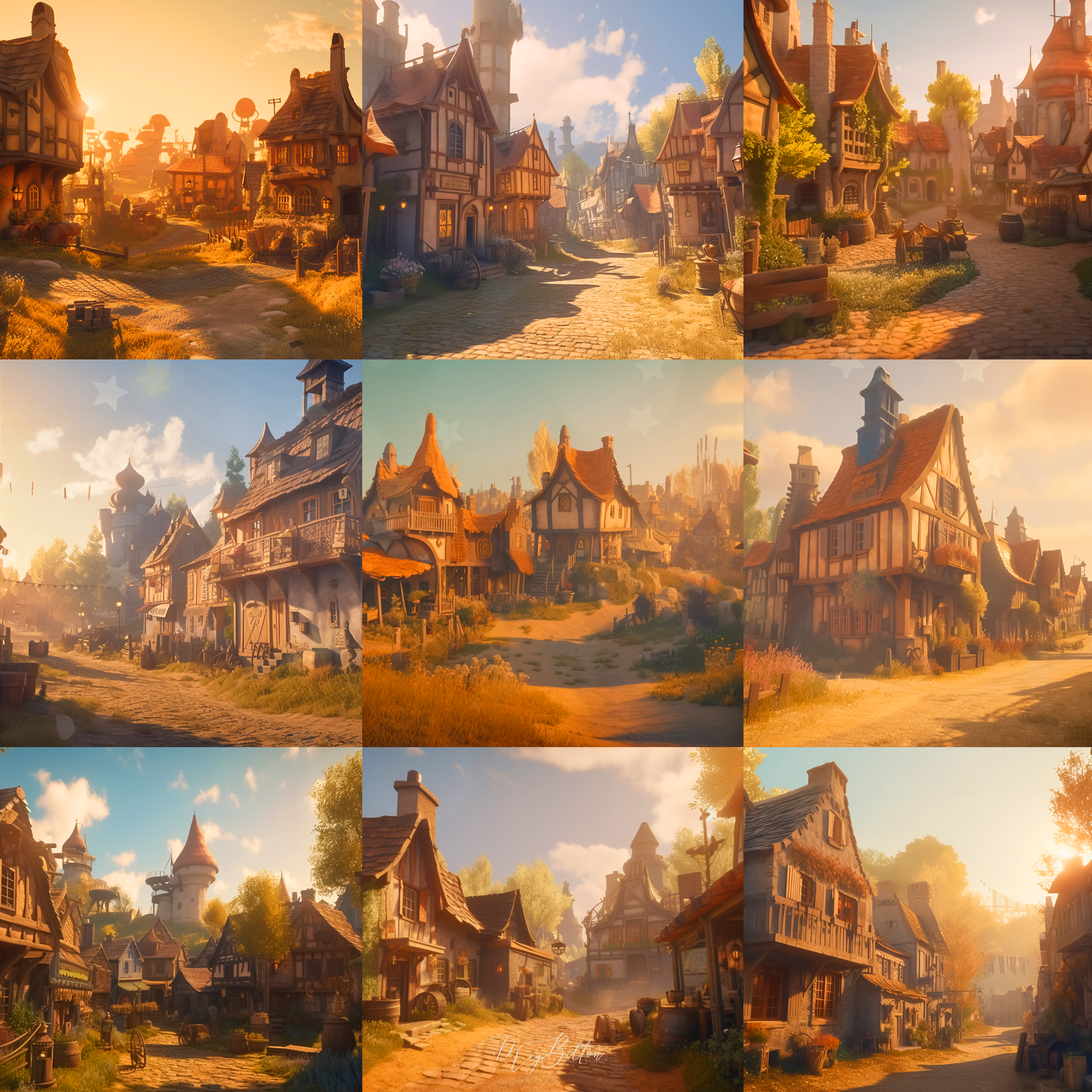 Adventurer's Village Digital Background Bundle